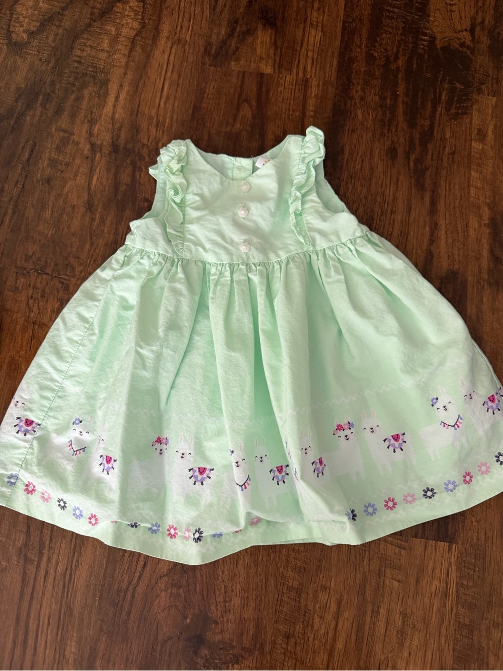 Gymboree Mint Green Sleeveless Dress with Llama Border
